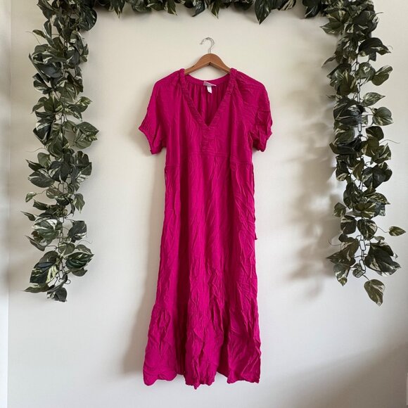 Ingrid by Isabel Maternity Short Sleeve V-Neck Midi Dress Pink Women’s Size M - Picture 1 of 9